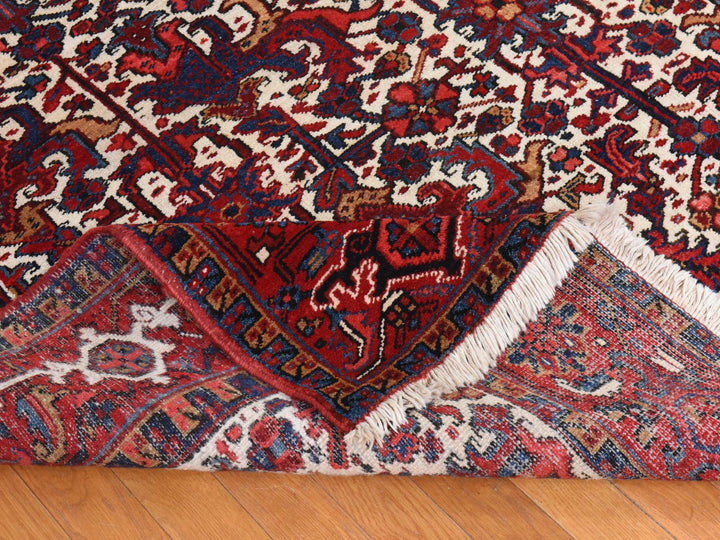 8'3" x 11'1" Vintage Hand Knotted Ivory Wool Rectangle Oriental Rug - MOA10278433