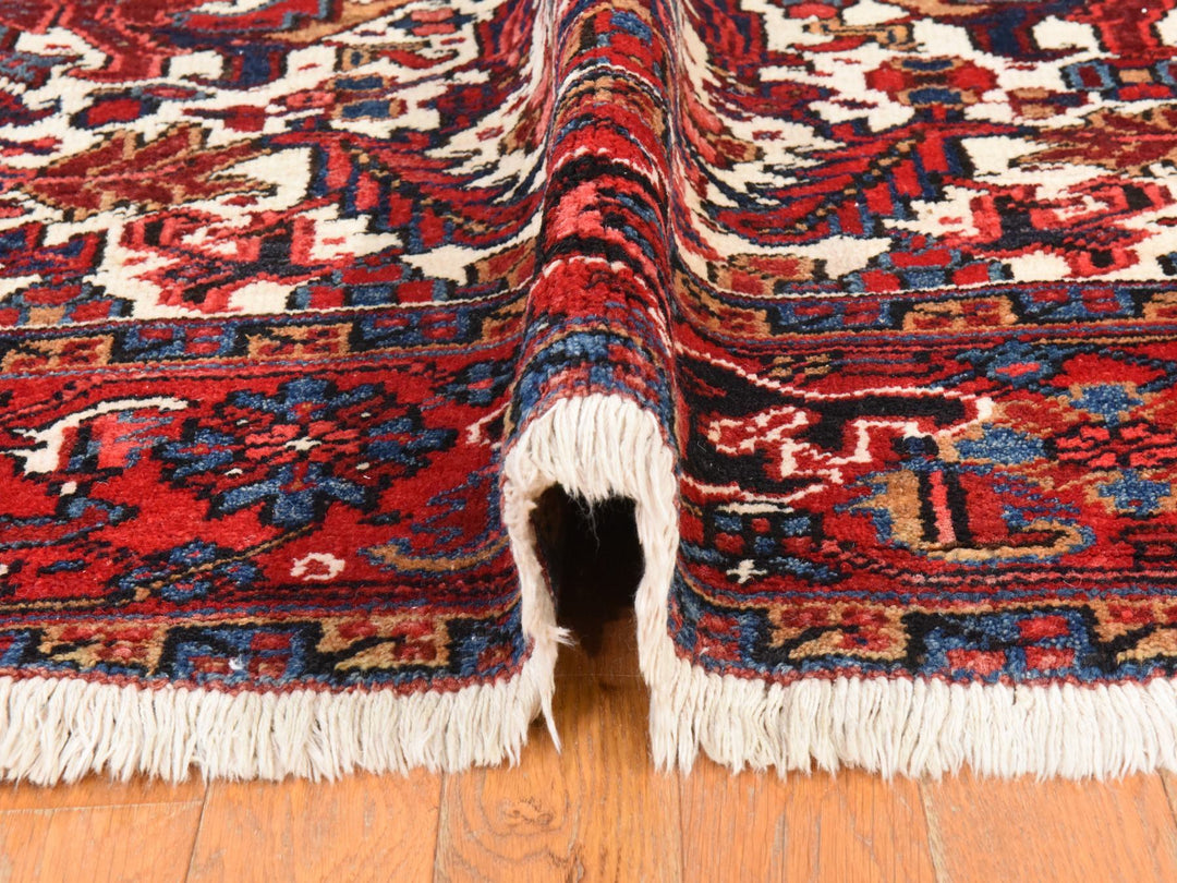 8'3" x 11'1" Vintage Hand Knotted Ivory Wool Rectangle Oriental Rug - MOA10278433