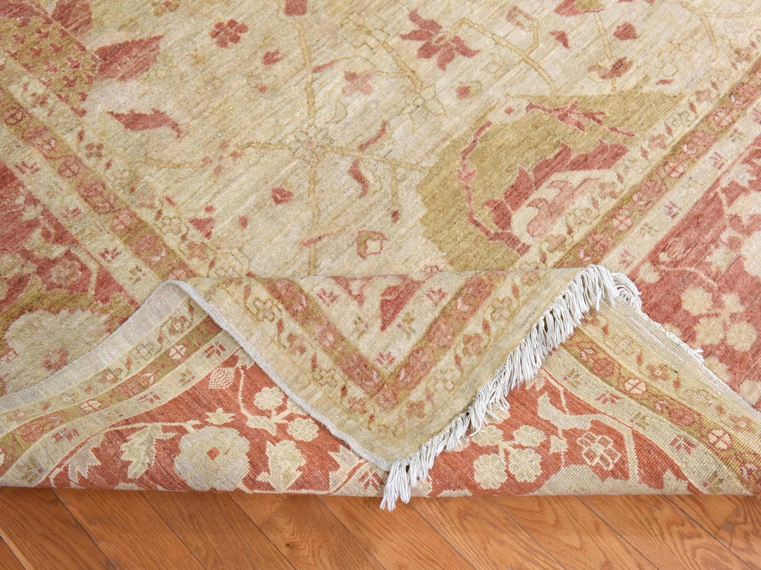 9'8" x 16'0" New Hand Knotted Beige Wool Rectangle Oriental Rug - MOA10278438