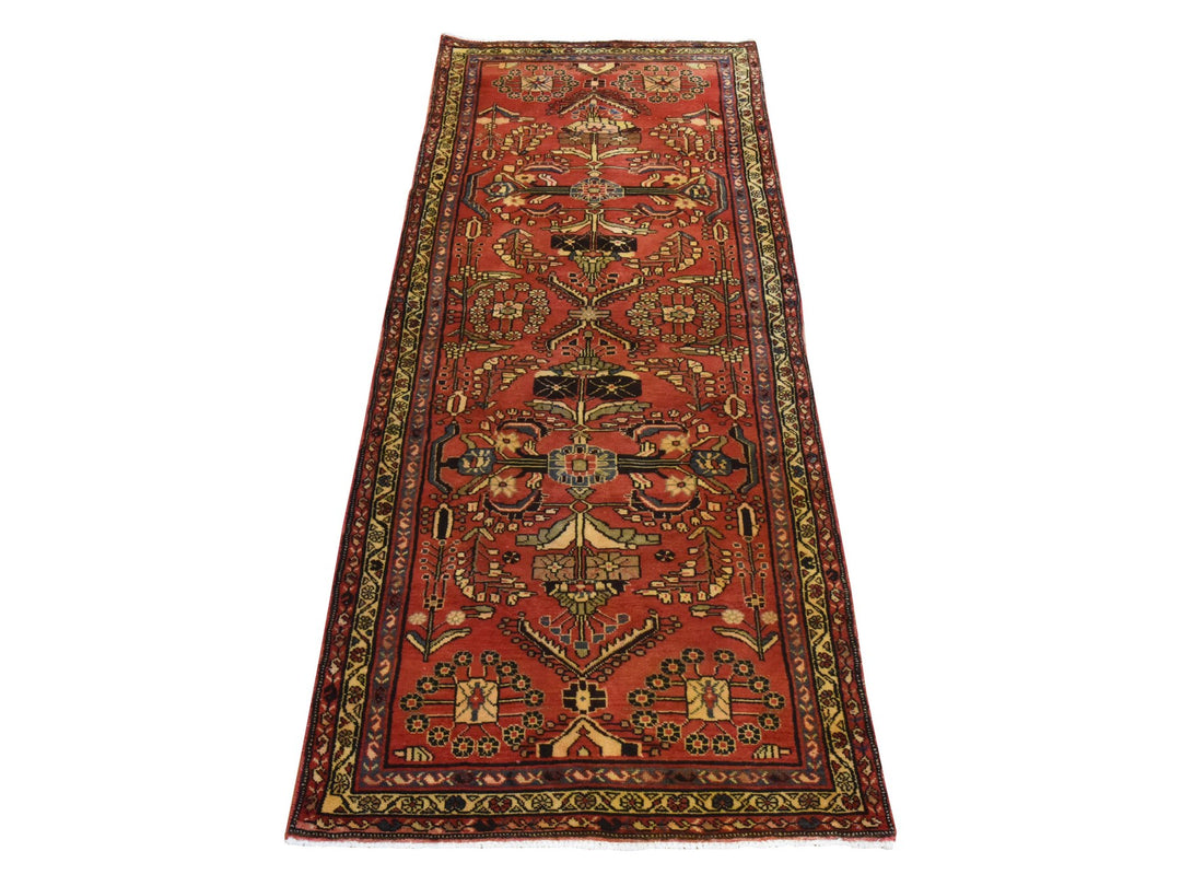 3'4" x 9'10" Vintage Hand Knotted Red Wool Runner Oriental Rug - MOA10278439