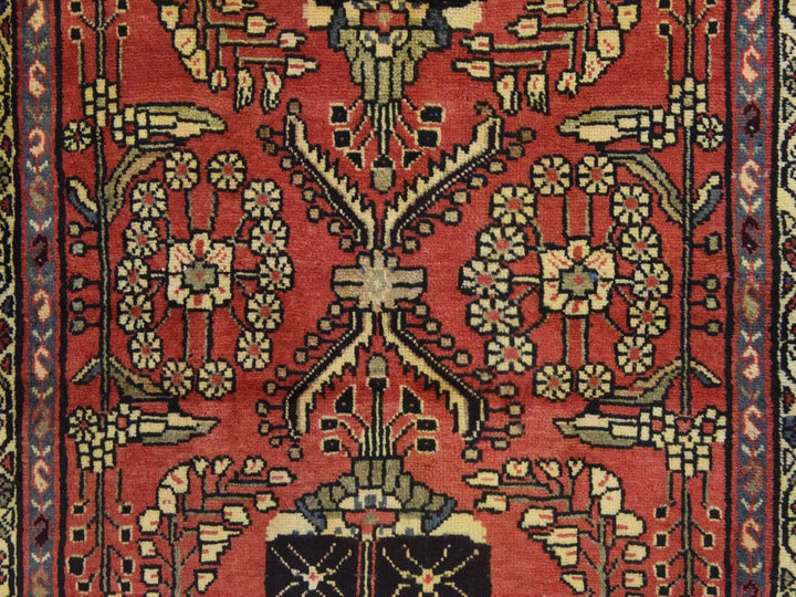3'4" x 9'10" Vintage Hand Knotted Red Wool Runner Oriental Rug - MOA10278439