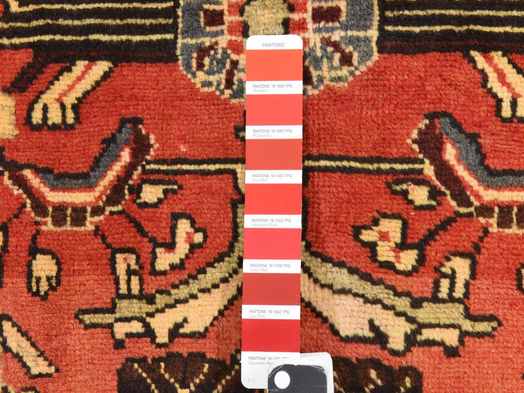 3'4" x 9'10" Vintage Hand Knotted Red Wool Runner Oriental Rug - MOA10278439