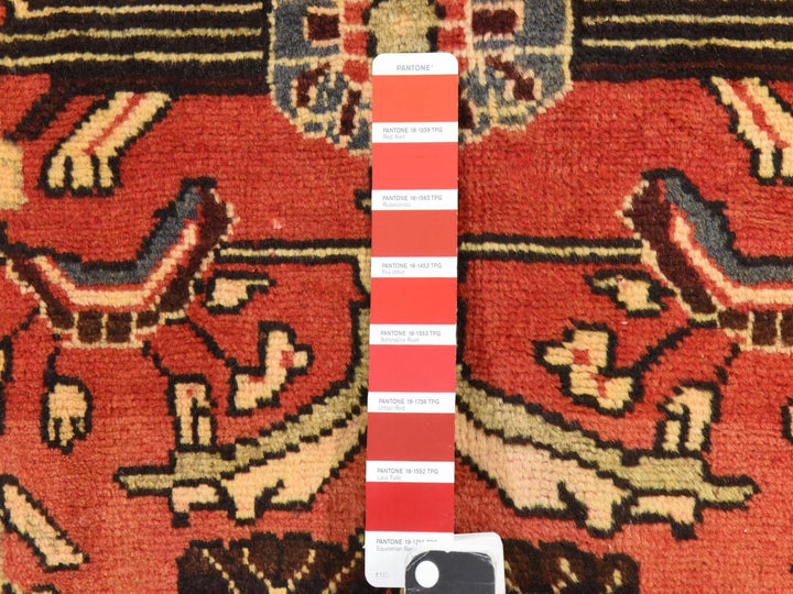 3'4" x 9'10" Vintage Hand Knotted Red Wool Runner Oriental Rug - MOA10278439