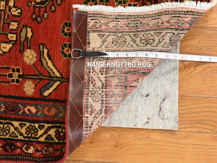 3'4" x 9'10" Vintage Hand Knotted Red Wool Runner Oriental Rug - MOA10278439