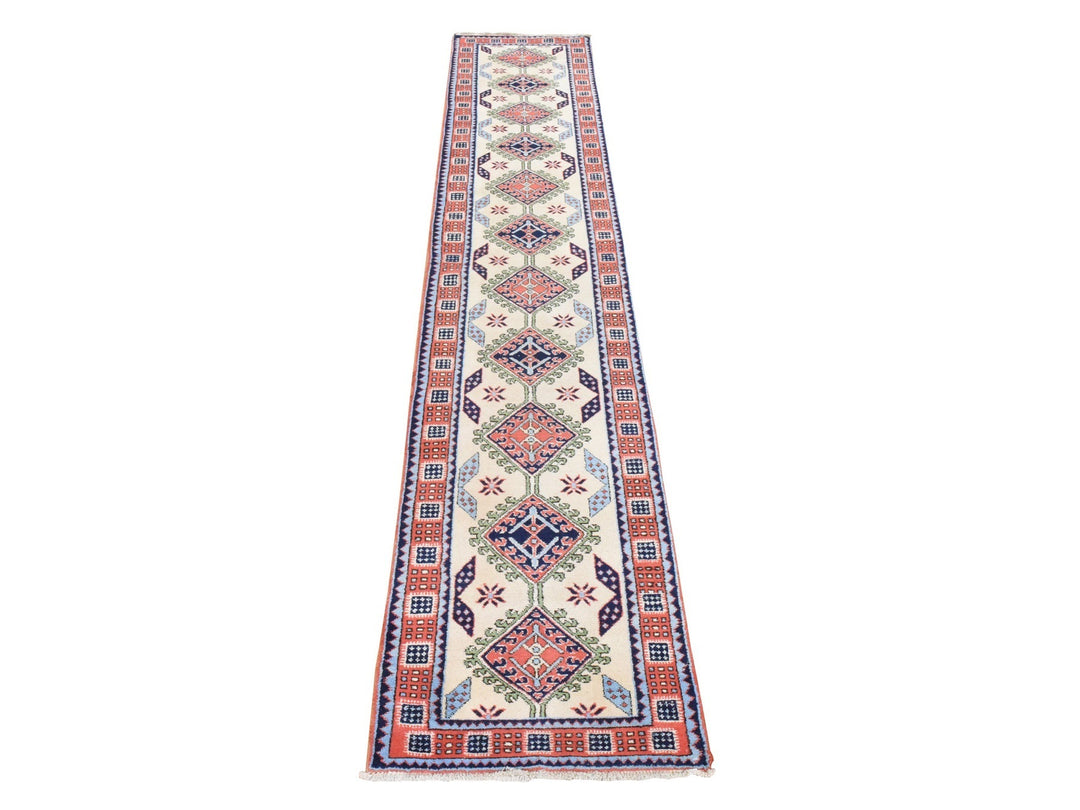 2'6" x 13'1" Vintage Hand Knotted Yellow Wool Runner Oriental Rug - MOA10278441