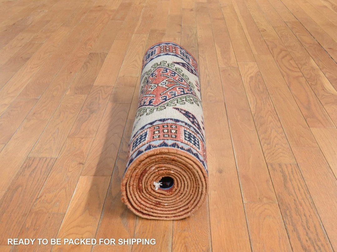 2'6" x 13'1" Vintage Hand Knotted Yellow Wool Runner Oriental Rug - MOA10278441