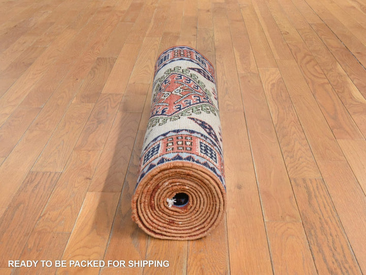 2'6" x 13'1" Vintage Hand Knotted Yellow Wool Runner Oriental Rug - MOA10278441