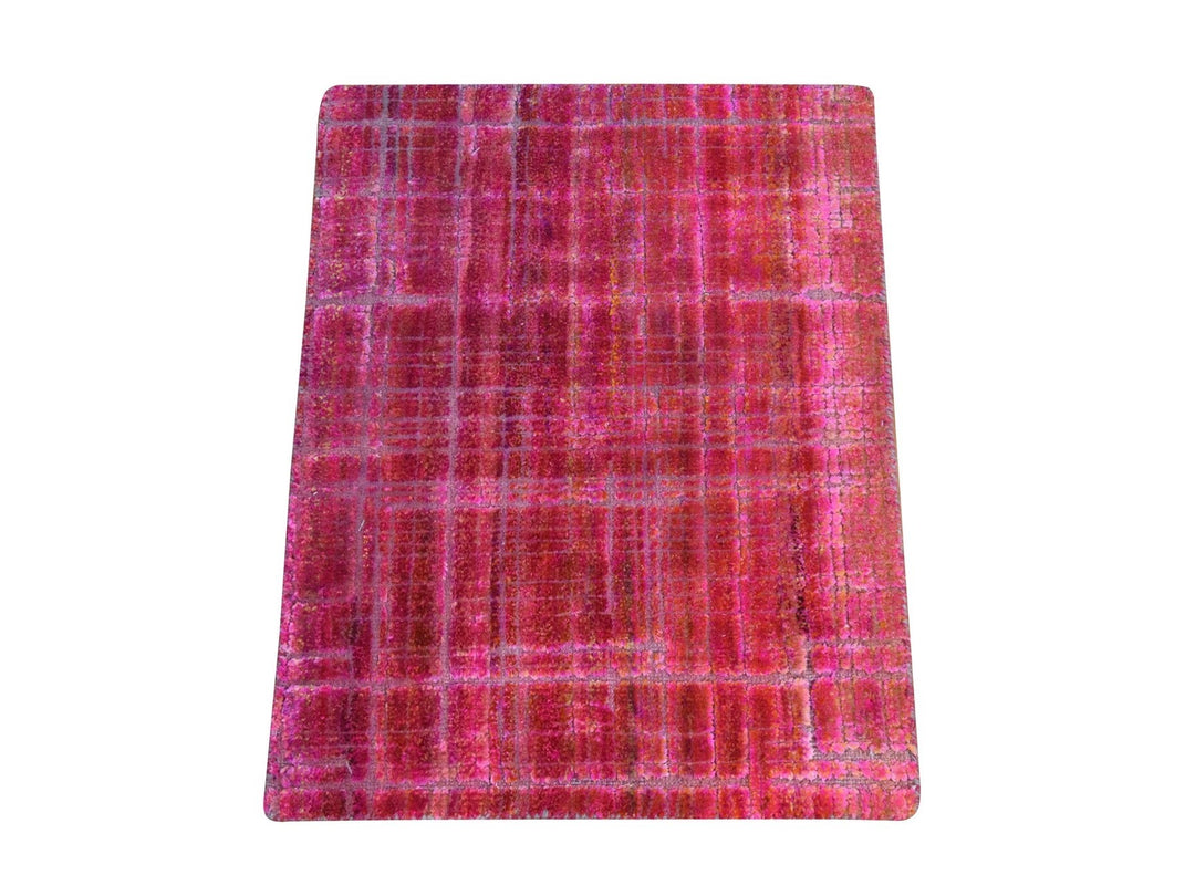 1'6" x 2'0" New Hand Knotted Red Sari Silk Rectangle Oriental Rug - MOA10278442