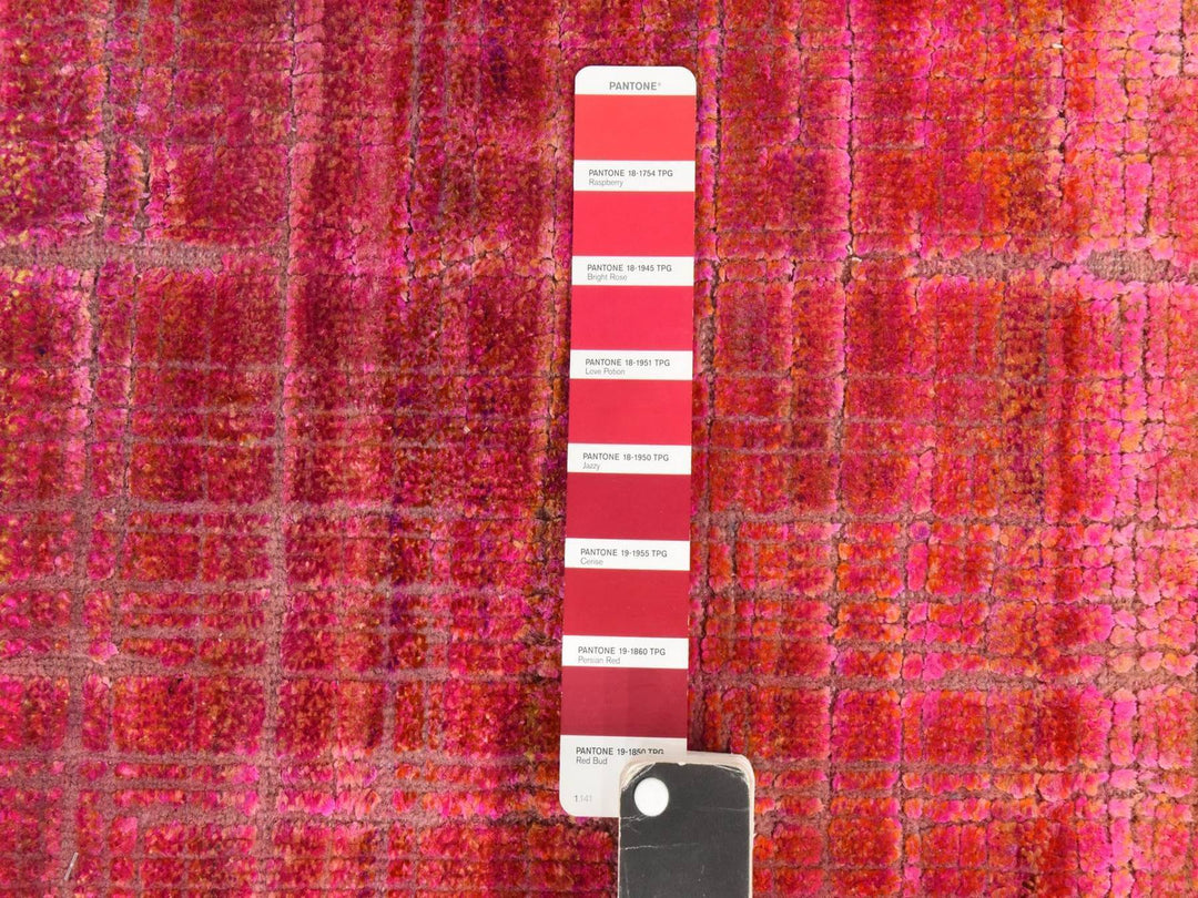 1'6" x 2'0" New Hand Knotted Red Sari Silk Rectangle Oriental Rug - MOA10278442