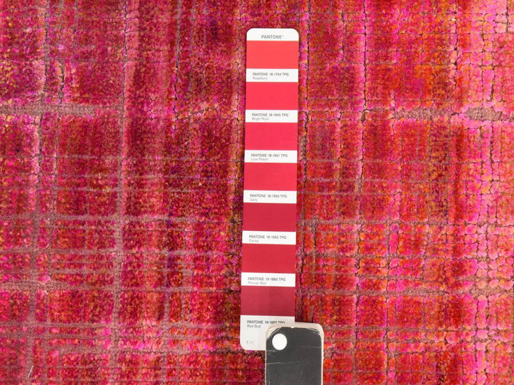 1'6" x 2'0" New Hand Knotted Red Sari Silk Rectangle Oriental Rug - MOA10278442