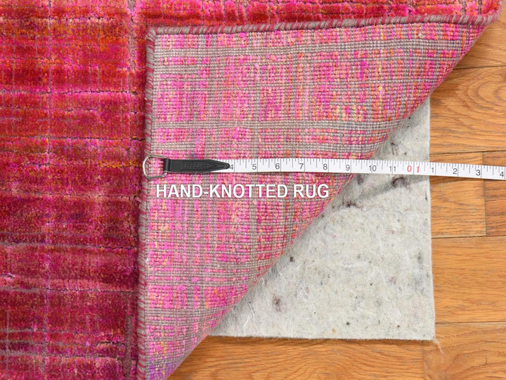 1'6" x 2'0" New Hand Knotted Red Sari Silk Rectangle Oriental Rug - MOA10278442