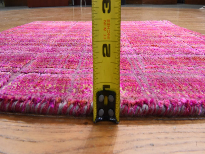 1'6" x 2'0" New Hand Knotted Red Sari Silk Rectangle Oriental Rug - MOA10278442