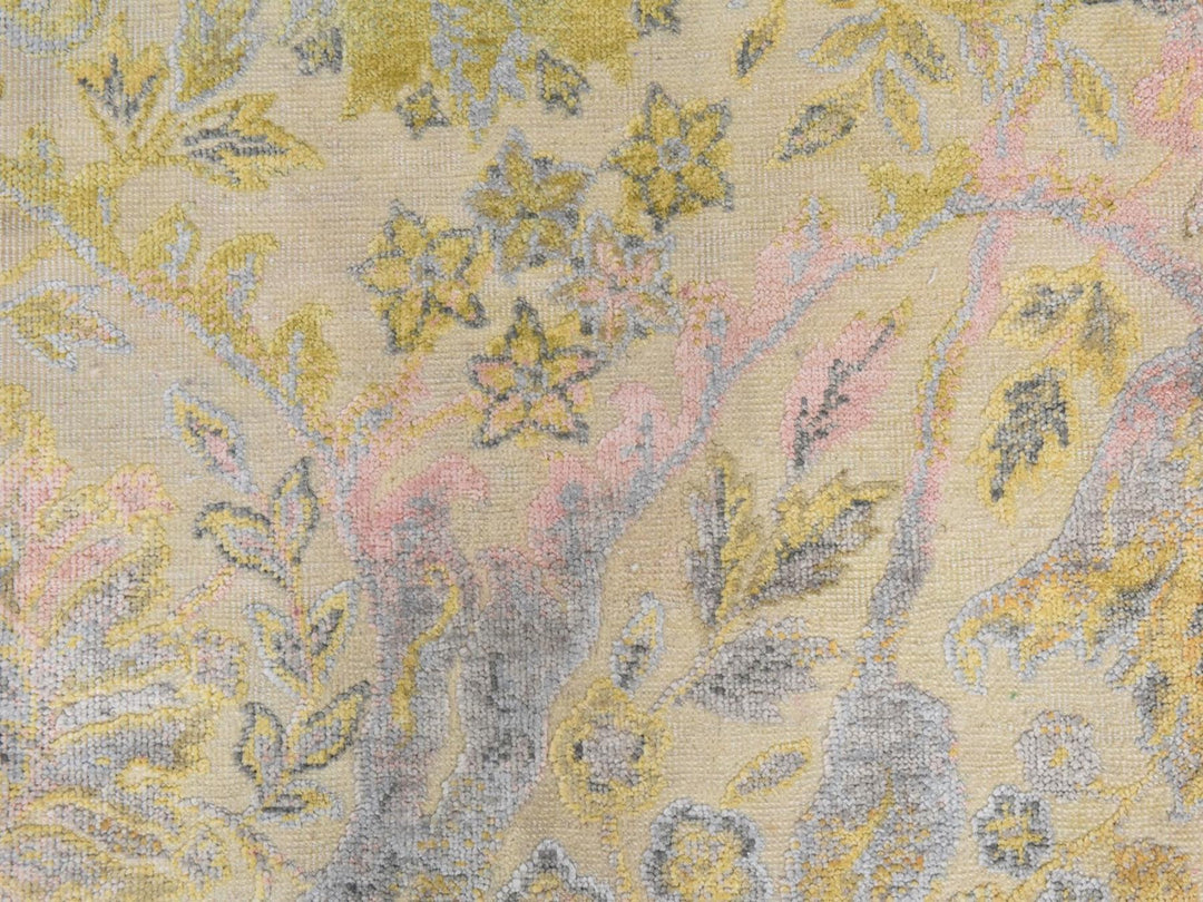 2'0" x 2'0" New Hand Knotted Yellow Wool & Silk Square Oriental Rug - MOA10278443