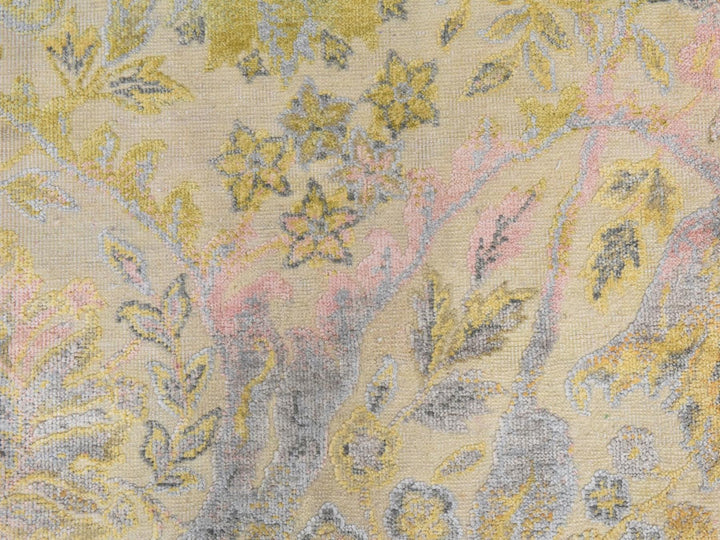 2'0" x 2'0" New Hand Knotted Yellow Wool & Silk Square Oriental Rug - MOA10278443