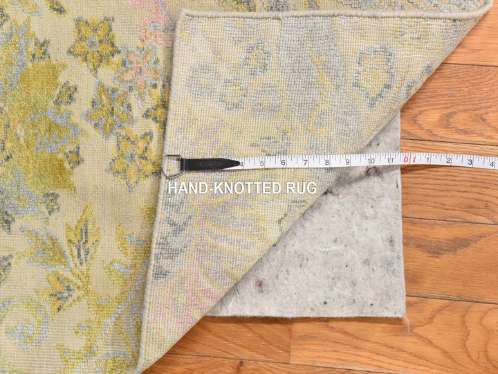2'0" x 2'0" New Hand Knotted Yellow Wool & Silk Square Oriental Rug - MOA10278443