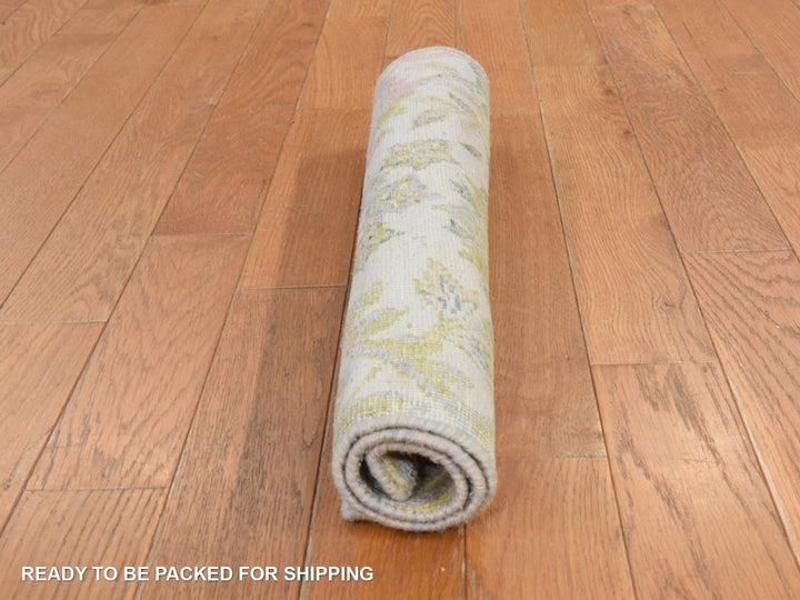 2'0" x 2'0" New Hand Knotted Yellow Wool & Silk Square Oriental Rug - MOA10278443