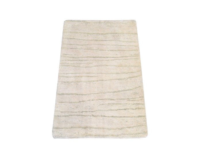 2'0" x 3'0" New Hand Knotted Ivory Wool & Silk Rectangle Oriental Rug - MOA10278445