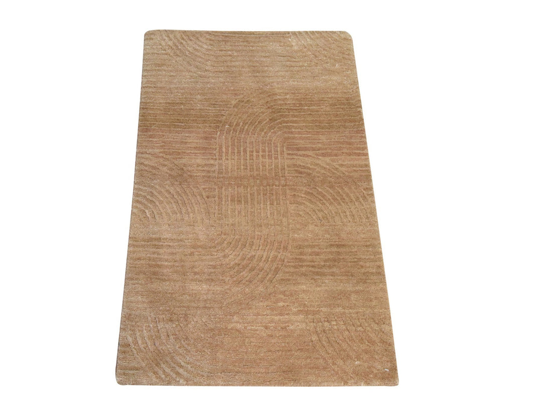2'0" x 3'2" New Hand Knotted Brown Wool & Silk Rectangle Oriental Rug - MOA10278447