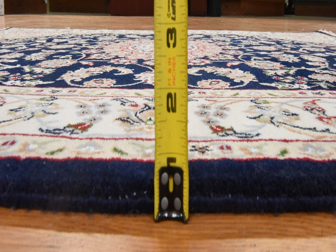 4'0" x 6'1" New Hand Knotted Blue Wool & Silk Rectangle Oriental Rug - MOA10278448