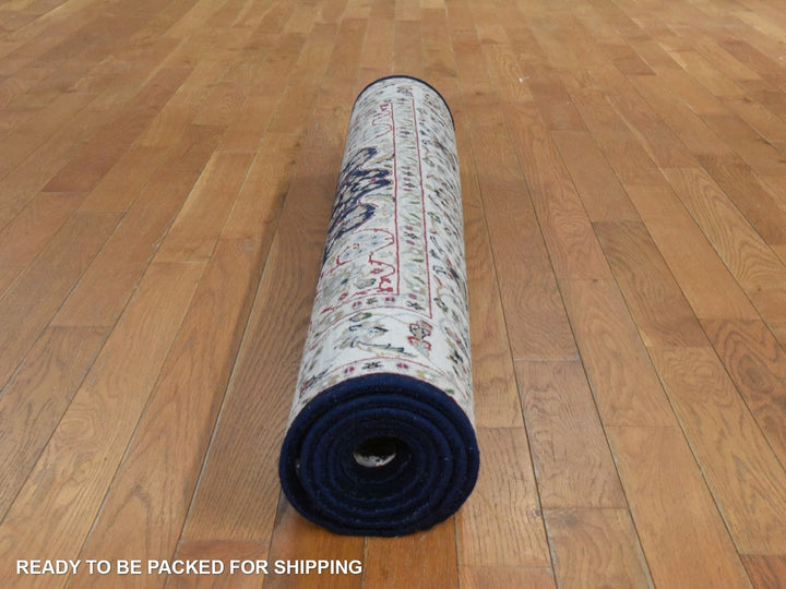 4'0" x 6'1" New Hand Knotted Blue Wool & Silk Rectangle Oriental Rug - MOA10278448