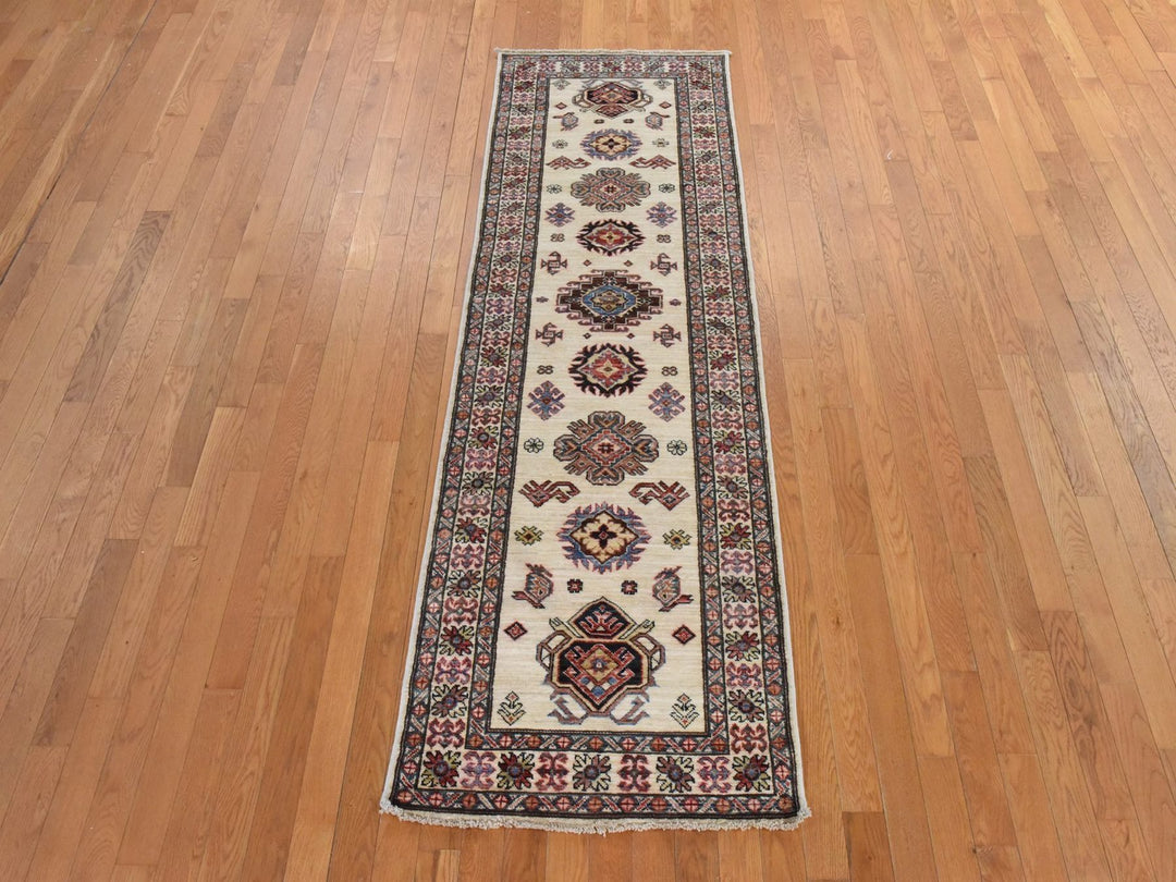 2'9" x 8'3" New Hand Knotted Ivory Wool Runner Oriental Rug - MOA10278449