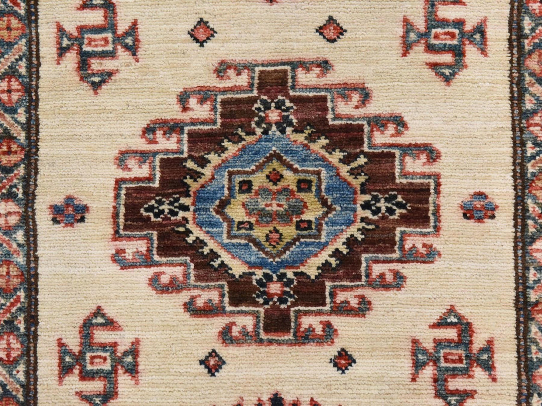 2'9" x 8'3" New Hand Knotted Ivory Wool Runner Oriental Rug - MOA10278449