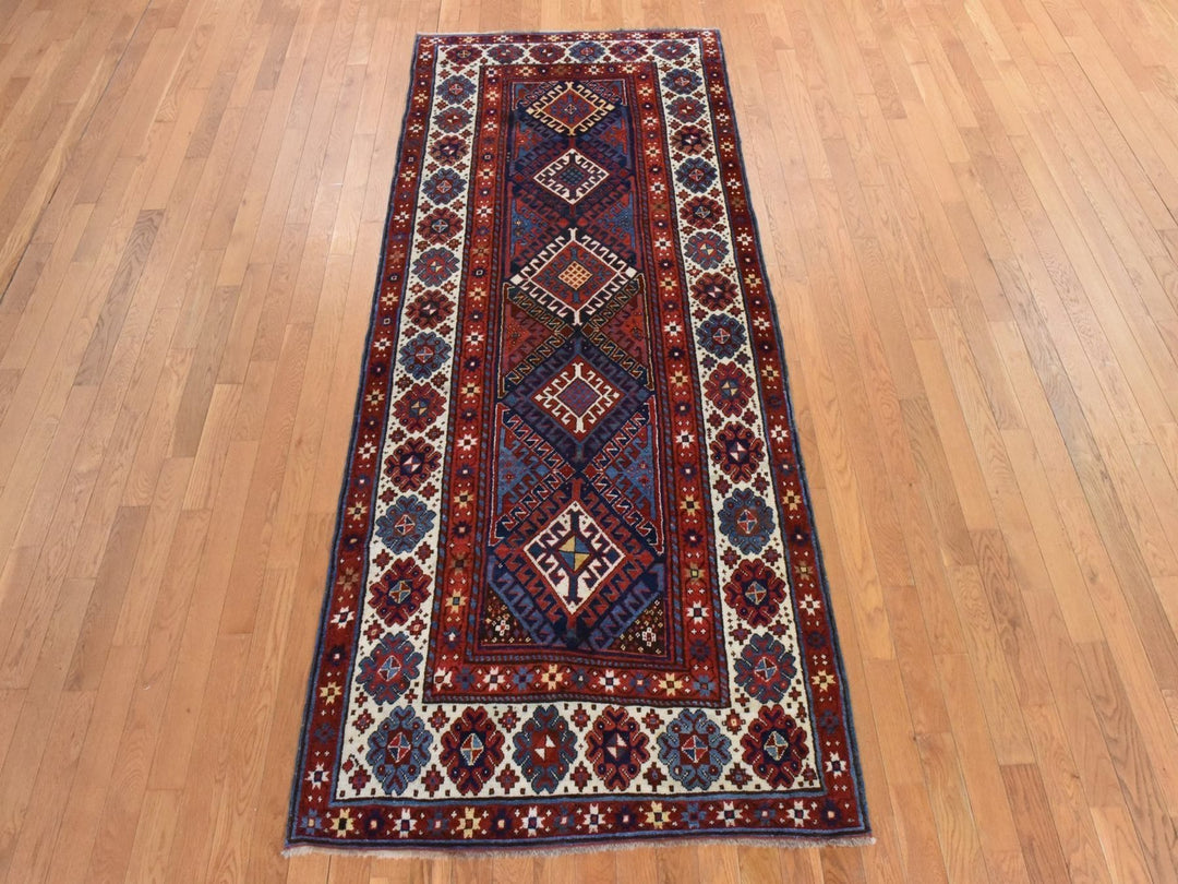 4'0" x 9'4" Vintage Hand Knotted Red Wool Runner Oriental Rug - MOA10278451