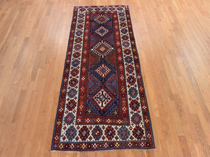 4'0" x 9'4" Vintage Hand Knotted Red Wool Runner Oriental Rug - MOA10278451