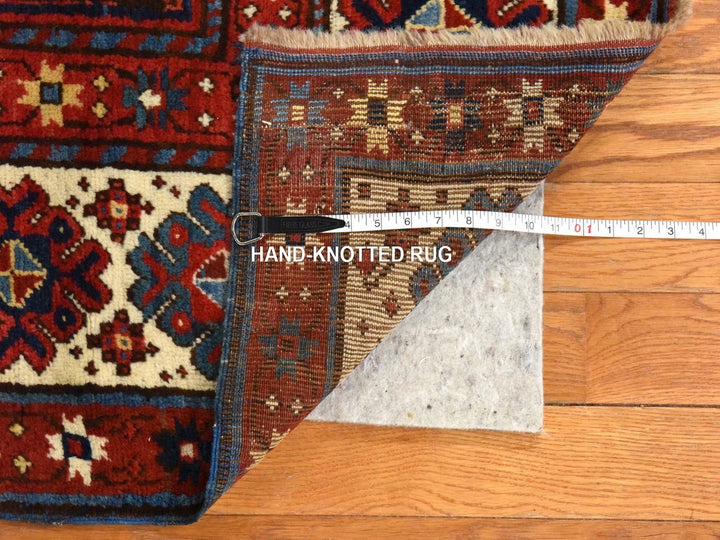 4'0" x 9'4" Vintage Hand Knotted Red Wool Runner Oriental Rug - MOA10278451