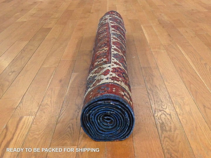 4'0" x 9'4" Vintage Hand Knotted Red Wool Runner Oriental Rug - MOA10278451