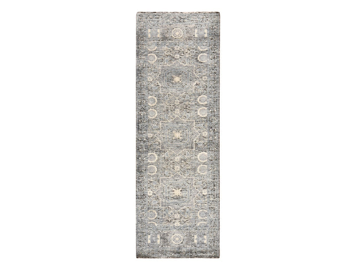 2'7" x 8'0" New Hand Knotted Blue Silk Runner Oriental Rug - MOA10278453