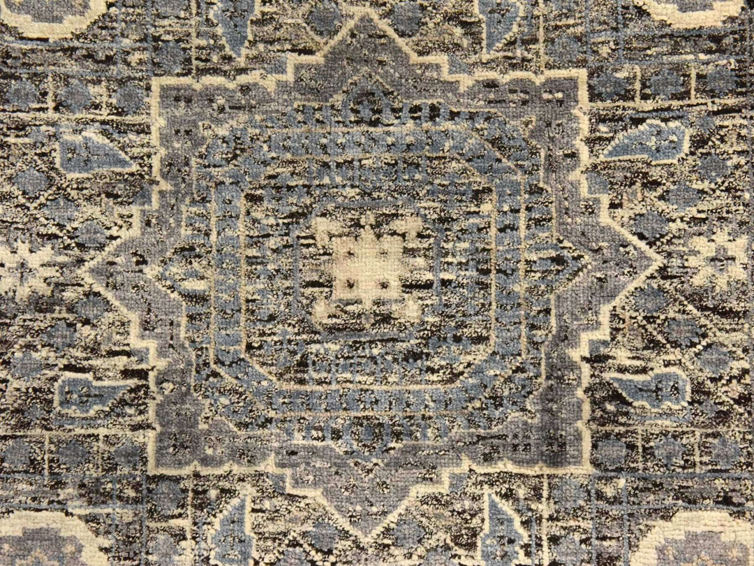 2'7" x 8'0" New Hand Knotted Blue Silk Runner Oriental Rug - MOA10278453