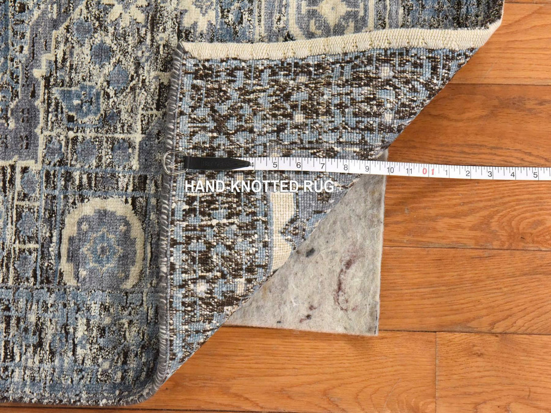 2'7" x 8'0" New Hand Knotted Blue Silk Runner Oriental Rug - MOA10278453