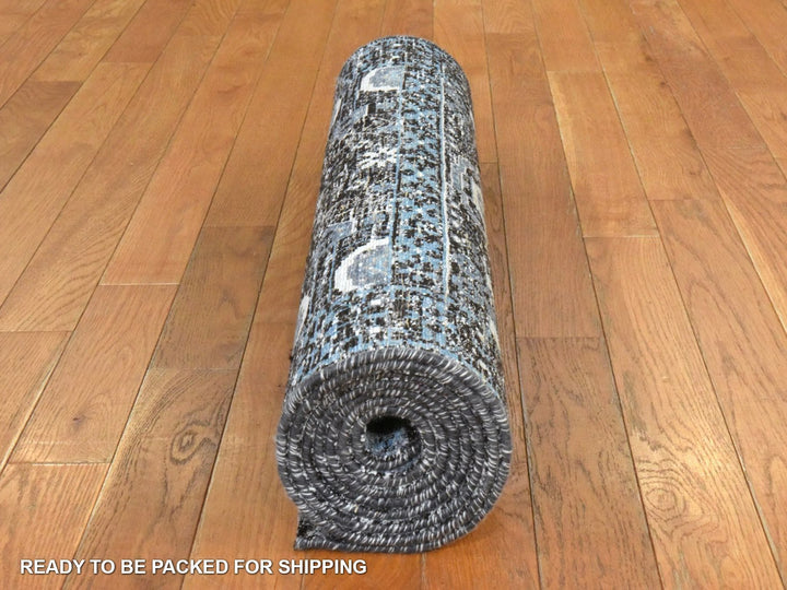 2'7" x 8'0" New Hand Knotted Blue Silk Runner Oriental Rug - MOA10278453