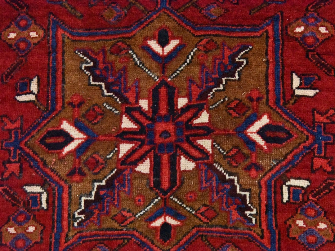 3'4" x 10'9" Vintage Hand Knotted Red Wool Runner Oriental Rug - MOA10278455