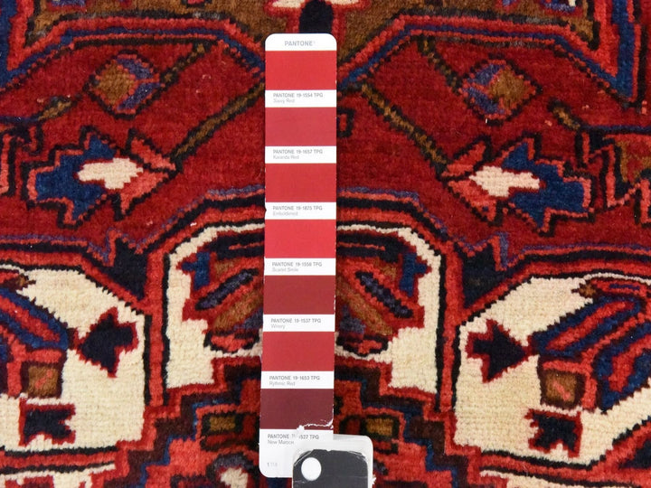 3'4" x 10'9" Vintage Hand Knotted Red Wool Runner Oriental Rug - MOA10278455