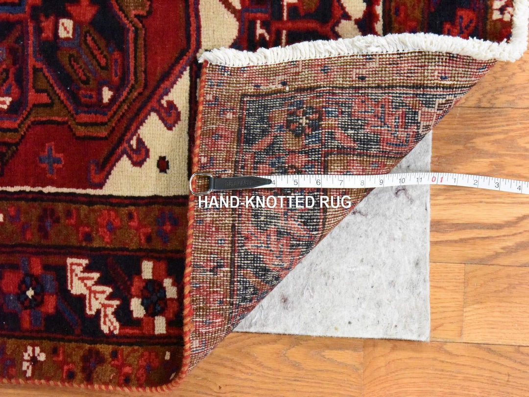3'4" x 10'9" Vintage Hand Knotted Red Wool Runner Oriental Rug - MOA10278455