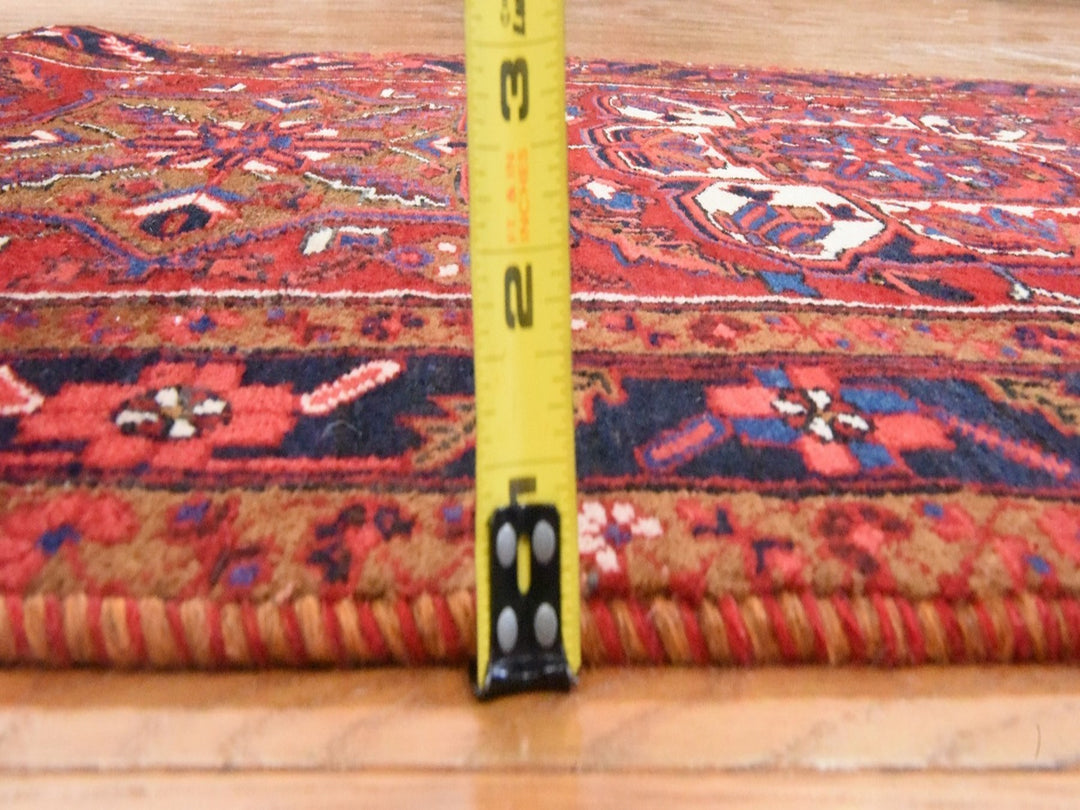 3'4" x 10'9" Vintage Hand Knotted Red Wool Runner Oriental Rug - MOA10278455