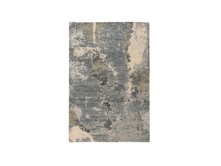 4'0" x 6'0" New Hand Knotted Grey Wool Rectangle Oriental Rug - MOA10278459