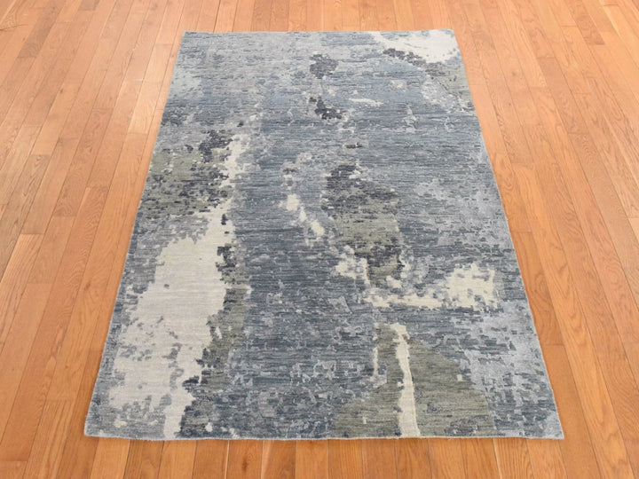 4'0" x 6'0" New Hand Knotted Grey Wool Rectangle Oriental Rug - MOA10278459