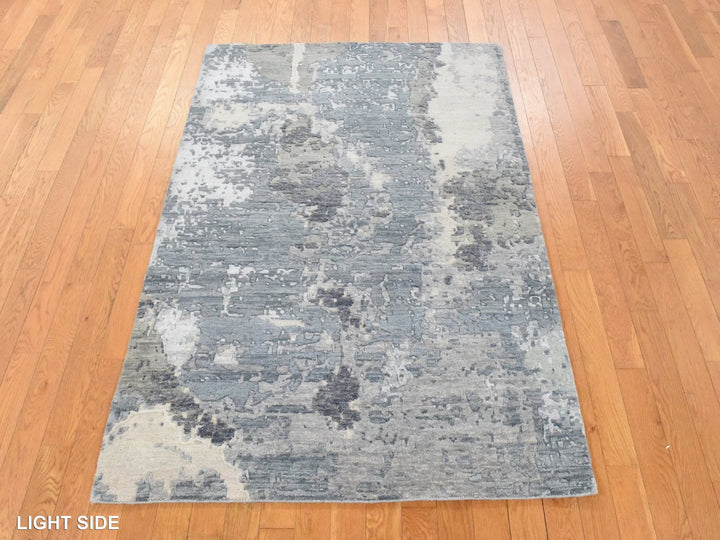 4'0" x 6'0" New Hand Knotted Grey Wool Rectangle Oriental Rug - MOA10278459