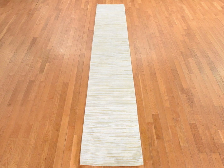 2'0" x 12'0" New Hand Knotted Ivory Wool Runner Oriental Rug - MOA10278460