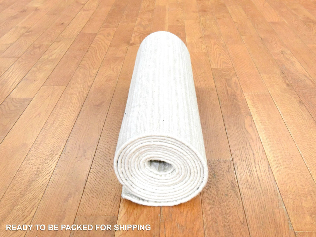 2'0" x 12'0" New Hand Knotted Ivory Wool Runner Oriental Rug - MOA10278460