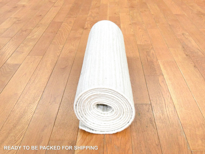 2'0" x 12'0" New Hand Knotted Ivory Wool Runner Oriental Rug - MOA10278460