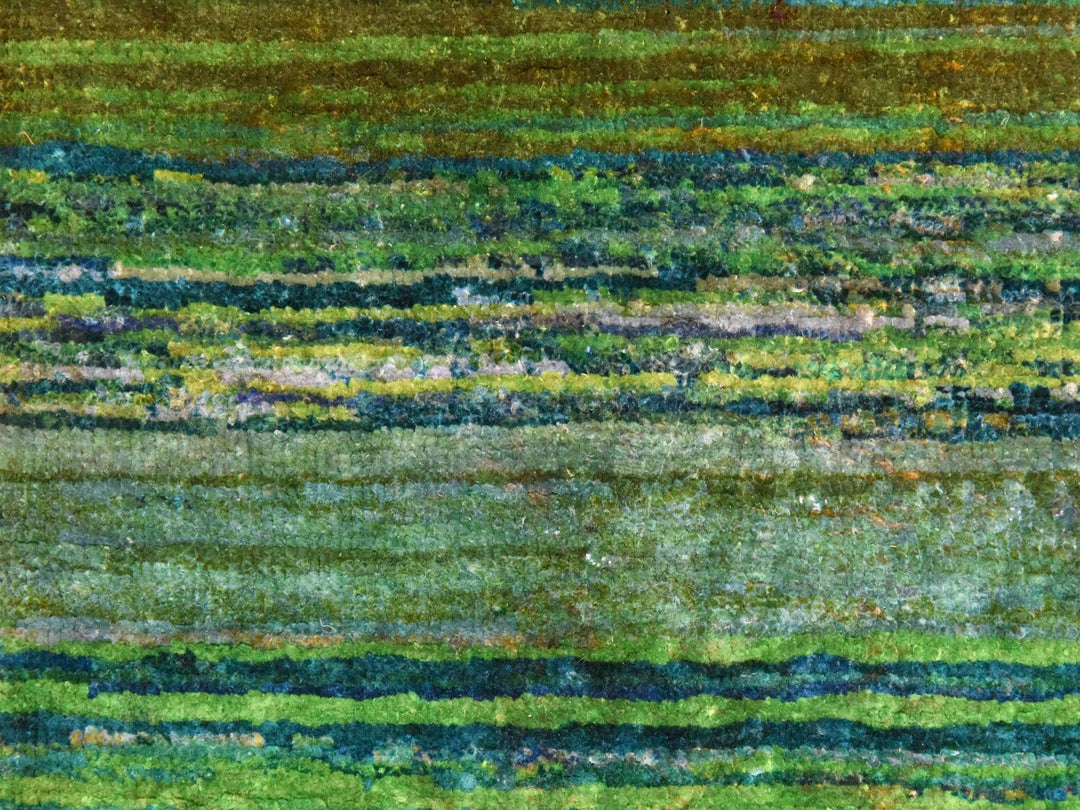 1'0" x 9'0" New Hand Knotted Multicolored Sari Silk Runner Oriental Rug - MOA10278463