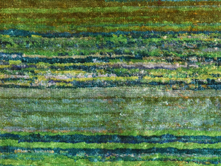 1'0" x 9'0" New Hand Knotted Multicolored Sari Silk Runner Oriental Rug - MOA10278463