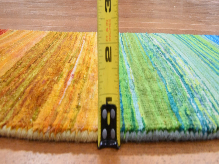 1'0" x 9'0" New Hand Knotted Multicolored Sari Silk Runner Oriental Rug - MOA10278463