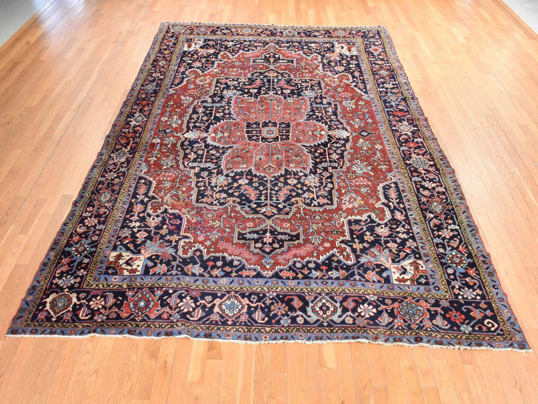 8'10" x 12'2" Vintage Hand Knotted Red Wool Rectangle Oriental Rug - MOA10278468