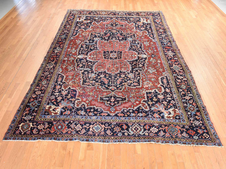 8'10" x 12'2" Vintage Hand Knotted Red Wool Rectangle Oriental Rug - MOA10278468