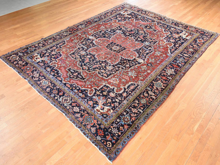 8'10" x 12'2" Vintage Hand Knotted Red Wool Rectangle Oriental Rug - MOA10278468